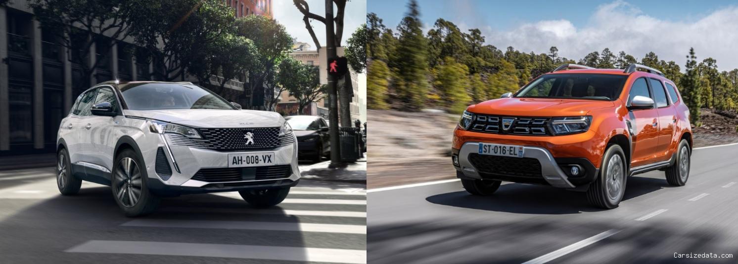 2022 Peugeot 3008 vs 2022 Dacia Duster Comparison