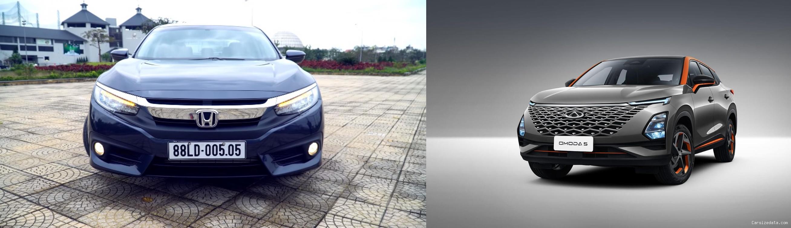 2018 Honda Civic vs 2023 Chery Omoda5 Comparison