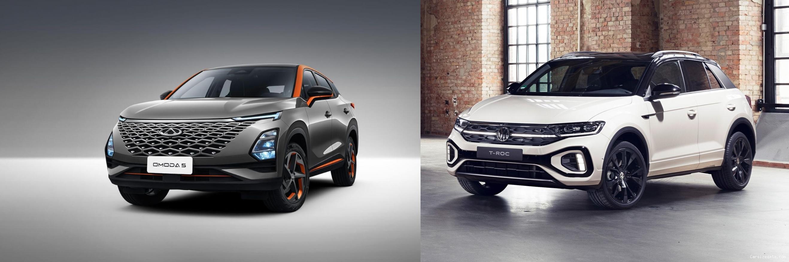 2023 Chery Omoda5 vs 2023 Volkswagen T-Roc Comparison